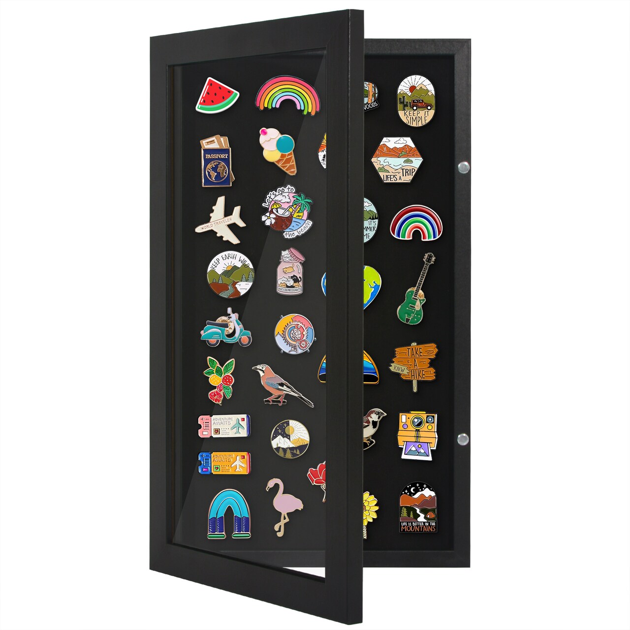 Americanflat 15x8.5 Pin Display Case with Shatter-Resistant Glass - Black